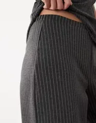 エイソス レディース ボトムス カジュアルパンツ ワイドレッグ ASOS DESIGN wide leg pants pinstripe part of a set Gray Pinstripe グレー