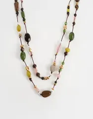 マンゴ レディース アクセサリー ネックレス・チョーカー・ペンダントトップ レース Mango beaded layered necklace in pastel Green グリーンのサムネイル