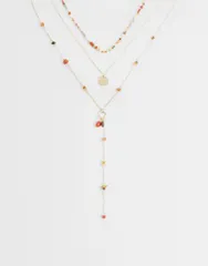 マンゴ レディース アクセサリー ネックレス・チョーカー・ペンダントトップ レース Mango layered beaded pendent necklace GOLD ゴールドのサムネイル