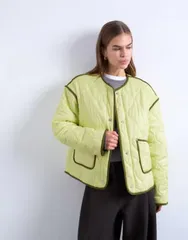 トップショップ レディース アウター ジャケット・ブルゾン キルティング コントラスト Topshop contrast quilted liner jacket green グリーン