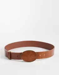 エイソス レディース アクセサリー ベルト ジーンズ ASOS DESIGN waist and hip jeans belt with covered oval buckle in tan crocのサムネイル