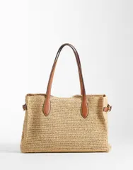 マンゴ レディース バッグ Mango woven rectangle adjustable shoulder bag BEIGE ベージュのサムネイル