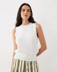 エイソス レディース トップス タンクトップ リブ ASOS DESIGN textured ribbed tank White ホワイトのサムネイル