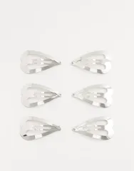 エイソス レディース アクセサリー ASOS DESIGN heart shaped silver snap clips pack of 6 SILVER シルバーのサムネイル