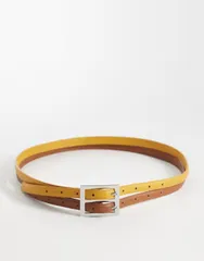 エイソス レディース アクセサリー ベルト ASOS DESIGN waist and hip double buckle belt in yellow and tan Multi マルチカラーのサムネイル