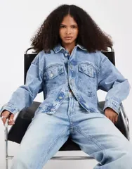 ピーシーズ レディース アウター ジャケット・ブルゾン デニム PIECES trucker jacket in light blue denim Light Blue Denim デニム