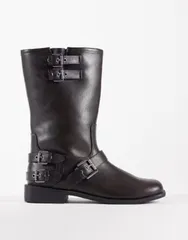 エイソス レディース シューズ ブーツ・レインブーツ ASOS DESIGN Asher flat biker boots in burnished BROWN BURNISH ブラウンのサムネイル