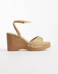 エイソス レディース シューズ サンダル スエード ASOS DESIGN Thea wood effect wedges in sand suedette SAND SUEDETTE サンドのサムネイル