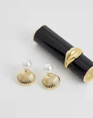 ピーシーズ レディース アクセサリー ピアス・イヤリング Pieces pearl and shell earrings tone Gold color st2 ゴールド