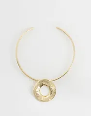 マンゴ レディース アクセサリー ネックレス・チョーカー・ペンダントトップ Mango textured metal hoop choker GOLD ゴールドのサムネイル