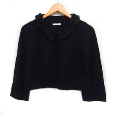 アベニールエトワール Aveniretoile カーディガン ボレロ シフォンフリル 無地 アンゴラ混 36 ブラック 黒 /FT40