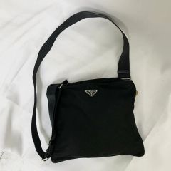 PRADA Silver Logo Crossbody Bag, Black, Authentic, Vintage Bag
