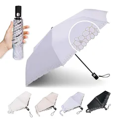 【新品】 超軽量 日傘 おりたたみ傘 ワンタッチ 自動開閉 約200g uvカット 99.9%遮光／遮熱 晴雨兼用傘 ガラスファイバー製 コンパクト ハンドル かわいい 兼用雨傘 高密生地 超撥水 携帯便利 プレゼント 花柄刺繍 折り畳み日傘 紫外線遮断  0