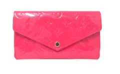 LOUIS VUITTON/ルイ ヴィトン　モノグラム ポルトフォイユジャンヌ  M61689  取り外し可能カードケース、小銭入れつき　ピンク　ヴェルニレザー　フラップ長財布　【中古】