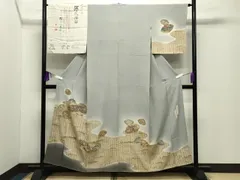 平和屋着物●友禅師・京の名工・伝統工芸士・樽本伊勢蔵　訪問着　源氏物語　暈し染め　金銀彩　反端付き　正絹　逸品　CABD9109gh