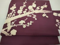 平和屋着物●本加賀友禅作家　木村雨山　塩瀬　九寸名古屋帯　ろうけつ染め　槍梅　正絹　逸品　DABD1970ps 平和屋着物○本加賀友禅作家 木村雨山 塩瀬 九寸名古屋帯 ろうけつ染め