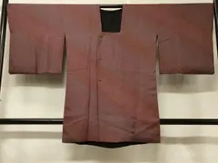 平和屋着物＃道行コート　リバーシブル　斜線文　暈し染め　黒地　ロング丈　正絹　逸品　CABF1209in