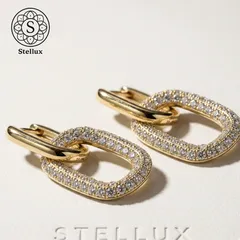 【大人の贅沢を、耳元に】モアサナイト・U字フープピアス/S925/14Kゴールドメッキ/プレゼント・ギフトにも◎/シンプル/モード/エレガント/トラベルジュエリー/金属アレルギー対応