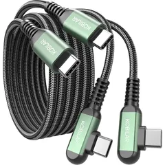 【新品】 Kobilar USB C to USB C ケーブル、60W Type C 充電コード L字型 2本パック、iPhone 15/16 Pro Max Plus、iPad Pro、Samsung S24 S23 S22 用 Type-C 90度急 1
