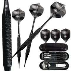 ブラック)(DAR1801-BK) 付き(18g ケース ソフトダーツ 2BA チップ フライト バレル 黒 ダーツ 対応 フェニックス ダーツライブ 入門用 中級者 初心者 シャフト アルミ 矢 セット マイダーツ