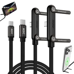【新品】 AltaMoment 充電ケーブル スタンド付き 2本 240W急速充電 PD対応 USB-C to ライトニングケーブル cタイプ Type-C ケーブル 480Mbpsデータ転送 T字型 360度回転 折りたたみ式スマホスタンド マルチ機能  0