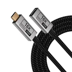 【新品】 UPPDEFFST USB-C 延長ケーブル オス - メス Thunderbolt5/4/3 対応、USB5 対応 80Gbps 高速データ転送、2M Type-C 延長コード 240W PD3.1 急速充電、16K@60Hz/8K@120Hz 0のサムネイル