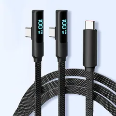 【新品】 USB C ケーブル L字 100W USB Type-C 液晶ディスプレイ搭載 iPhone 充電ケーブル L型 【2本セット 1.2m】 PD/PPS 急速充電 データ転送 タイプ C to Cコード 高耐久性【ビデオ出力非対応】 0