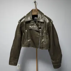 XS) ザラ レディース クロップド ライダースジャケット