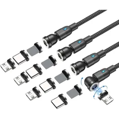 【新品】 マグネット-充電ケーブル 3A急速充電+データ通信 0.5M+0.5M+0.5M+0.5M Type-C-充電ケーブル 充電コード 4本セット 540度回転 磁石 Type-C + USB-B 片手操作 0.5m*4 1