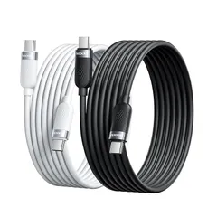 【新品】 toocki usb c ケーブル 60W シリコン素材【1M+1M ホワイト+ブラック】2本セット 柔らかい 絡まない PD/QC対応 急速充電 タイプC 結束バンド付き 充電 charge iPhone 17/iPhone 16/iPhone 1
