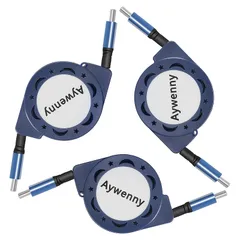 【新品】 Aywenny USB C充電ケーブル 60W USB C to C 充電ケーブル PD Type C 格納式 高速充電 データ同期コード Phone 15 Plus Pro Max Pad Mini 6 Pro Galaxy S23 (3パック 1