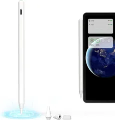 viangs 互換品ワイヤレス/Type-C 2WAY急速充電アップルペンシル代用ペン 極細 0遅延apple pencil交換 iPad専用ペン耐摩 磁気吸着充電 傾き感知 パームリジェクション バッテリー残量表示 for (ホワイト)