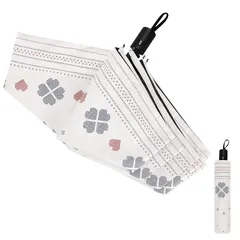 【新品】 日傘 超軽量 UVカット 遮光 遮熱 ワンタッチ自動開閉 折りたたみ傘 紫外線遮断 熱中症対策 日焼け対策 折り畳み日傘 耐風 撥水 晴雨兼用 コンパクト 携帯便利 レディース 持ち運び便利 コンパクト 収納ポーチ付き (四叶のクローバー) 0