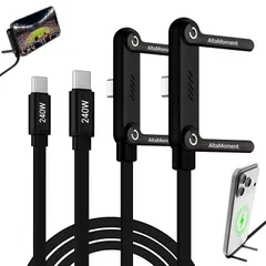 【新品】 AltaMoment USB-C ケーブル 240W急速充電 2本セット USB C to タイプc ケーブル スタンド付き PD対応 Type-C 充電ケーブル 480Mbpsデータ転送 L字型 折りたたみ式スマホスタンド マルチ機能 高耐久ナ 0