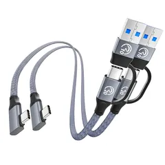【新品】 240W USB C ケーブル 短い【0.3m 2本】L字USBC 3.2 Gen 2x2 20Gbps高速データ転送 3-in-1 USB-A/C to USB-Cケーブル PD3.1超急速充電 4K@60Hz映像出力 L字型充電コード タイプ 1