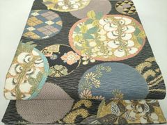 平和屋着物●織匠十一代目 篠屋宗兵衛 謹製　綴れ唐織　六通柄袋帯　唐織　吉祥花丸文　金銀糸　正絹　逸品　DABD1899ps 平和屋着物○織匠十一代目 篠屋宗兵衛 謹製 綴れ唐織 六通柄袋帯 唐織