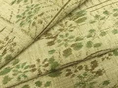 平和屋着物●結城ちぢみ　草花文　正絹　逸品　AABH0876fy