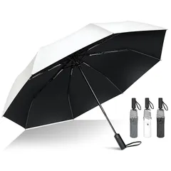【新品】 【超撥水・8本骨・晴雨兼用折りたたみ傘】ワンタッチ自動開閉 おりたたみ傘 UVカット率99%以上 紫外線遮断 直径103cmの大きいサイズ 耐風構造で豪雨対応 反射テープ付きで夜も安心 軽量設計＆収納ポーチ付き 男女兼用で毎日使える一本 (8骨- 0