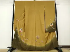 平和屋着物●豪華振袖　手描き　駒刺繍　草花丸文　暈し染め　金彩　正絹　逸品　CABE6921ut