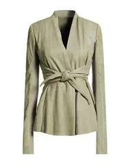 リックオウエンス レディース アウター ジャケット・ブルゾン RICK OWENS レザーブルゾン Sage Green グリーンのサムネイル