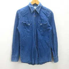 g■ブルーブルー/BLUEBLUE 日本製/コットン長袖シャツ【1】青系/men's/94【中古】■