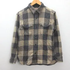 g■アメリカンイーグル/AMERICAN EAGLE OUTFITTERS ネルシャツ/長袖シャツ チェック柄【M】茶系/men's/96【中古】■