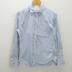 g■ユナイテッドアローズ/UNITED ARROWS B＆Y 長袖シャツ/ストライプ柄【M】白青/men's/97【中古】■
