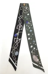 HERMES/エルメス　シルク　ツイリー　「C'EST  LA FETE]　スカーフ　ポケットチーフ　【中古】