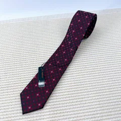 【新品】D.labor ネクタイ ボルドー 花柄 ドット ウォッシャブル 洗える  English： D.labor Necktie Bordeaux Floral Polka Dot Pattern Washable Elegant