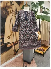 高品質 ボーダー ミニ ワンピース 7分袖 レーヨン S Thursday Island