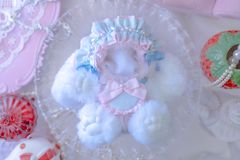 ♡様リクエストページ ヘッドドレス チェックブルー15㎝〜16㎝ぬい服2