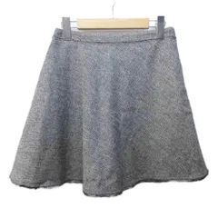 バレンシアガ BALENCIAGA 2013 フレアスカート カットオフ フリンジ ウール ひざ丈 34 約XS 灰 グレー IBO84 1122のサムネイル