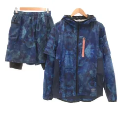ベルシュカ Bershka セットアップ ジャージ パーカー フーディー ショートパンツ M 青 ブルー 総柄 フード付き 長袖 レイヤードデザイン /NUのサムネイル