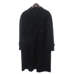 YOSIDA SABURO 美品 チェスターコート ミドル丈 ダブルブレステッド ウール カシミヤ 無地 黒 ブラック S